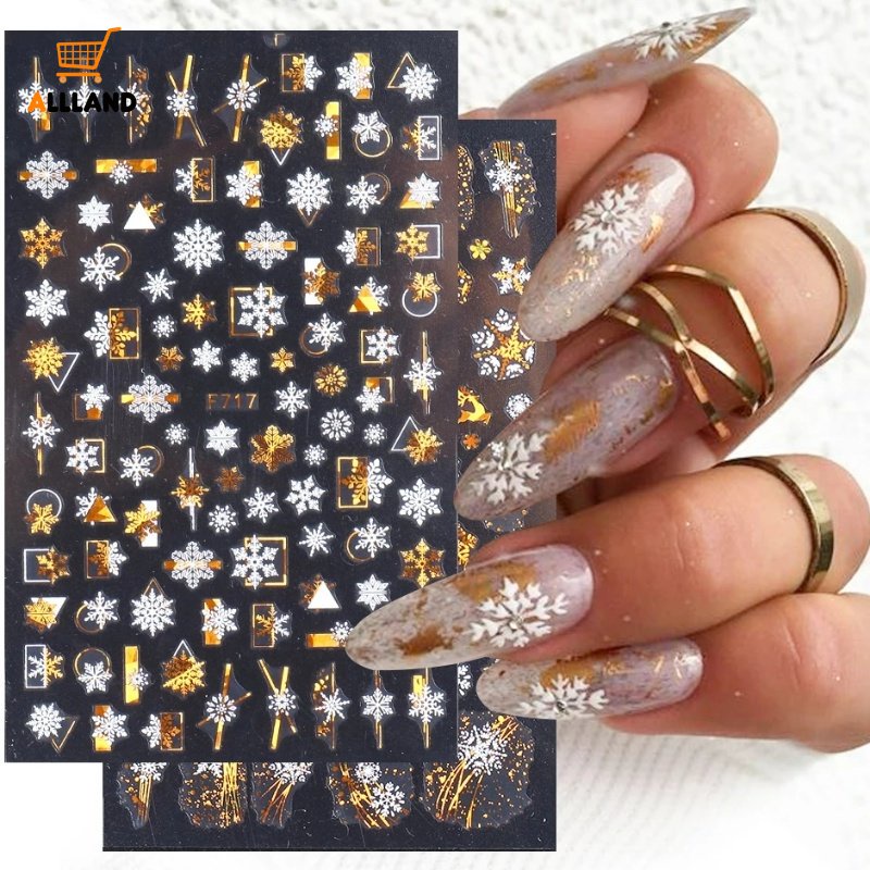 1 Lembar Stiker Kuku Desain Snowflake Geometris Warna-Warni Untuk Dekorasi Nail Art