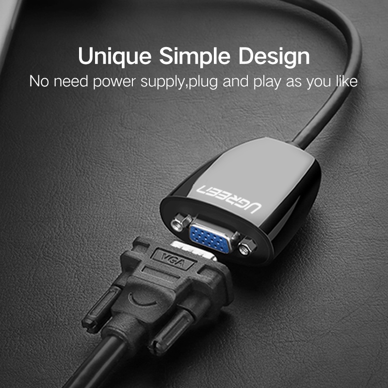 【Stok Produk di Indonesia】Ugreen Kabel Adapter Converter HDMI to VGA(40253)