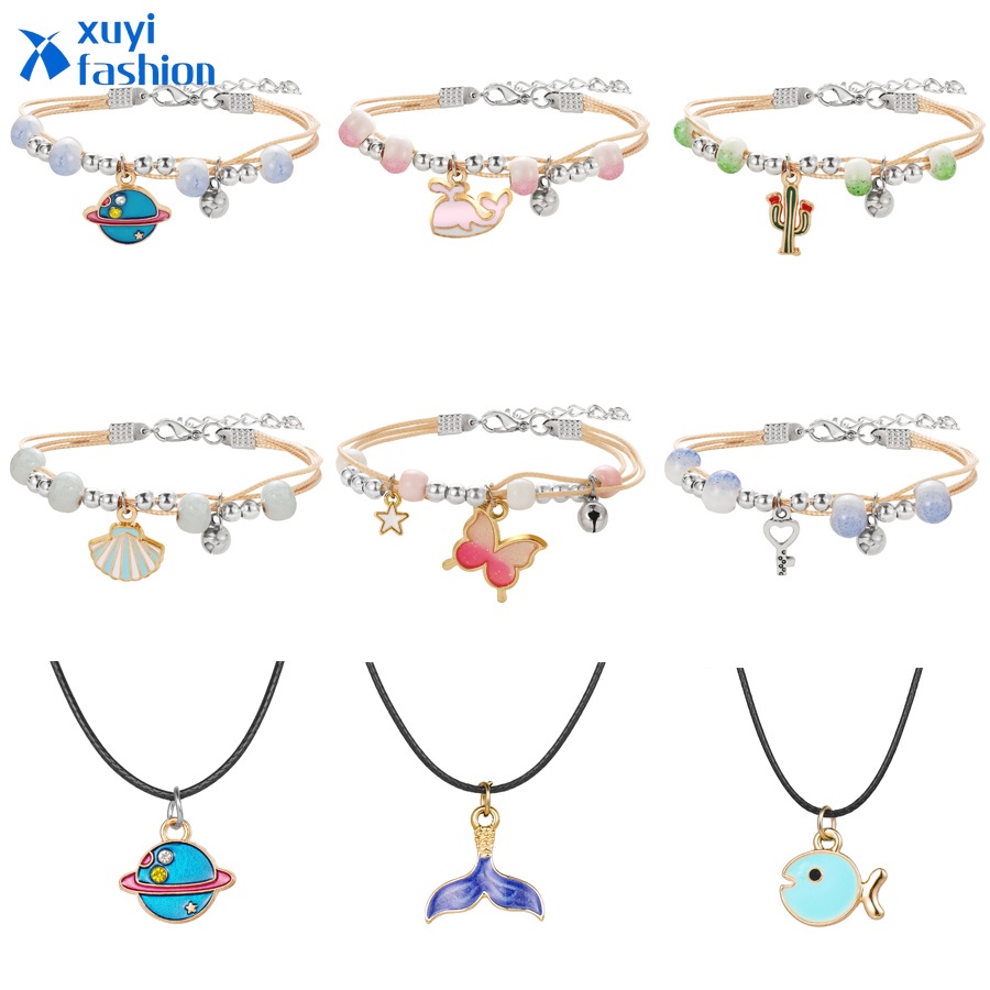 Set Kalung Gelang Desain Mermaid Butterfly Universe Gaya Korea Untuk Wanita