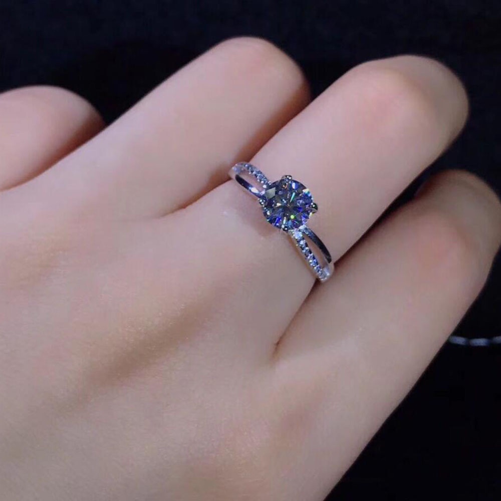 Cincin Baja Titanium Berlian Kristal Perak Fashion Perhiasan Wanita Pernikahan Pertunangan Rings