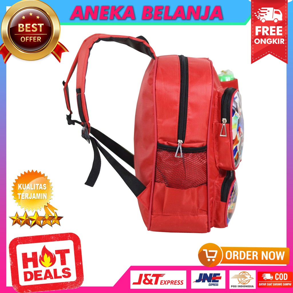 Ready Stock Backpack Khusus Anak Cowok Tas Ransel Gambar Kartun Tobot Merah Bonus Botol Lucu Keren