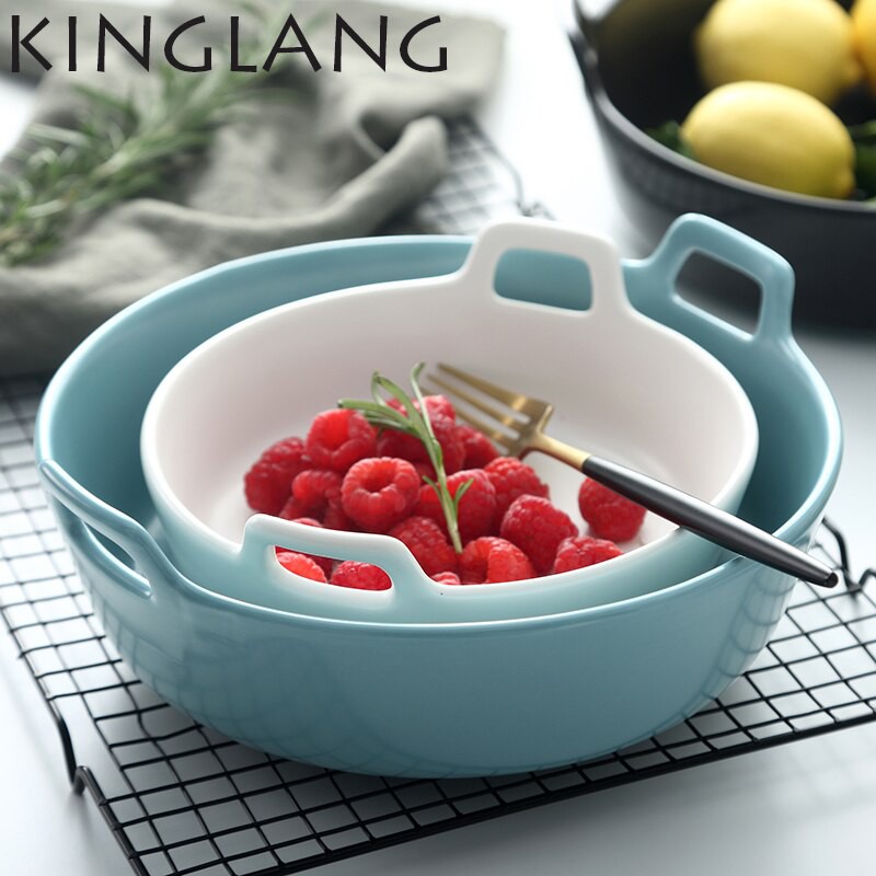good quality home  fruit plate scald proof ceramic plate  deep dish with handle  style tableware