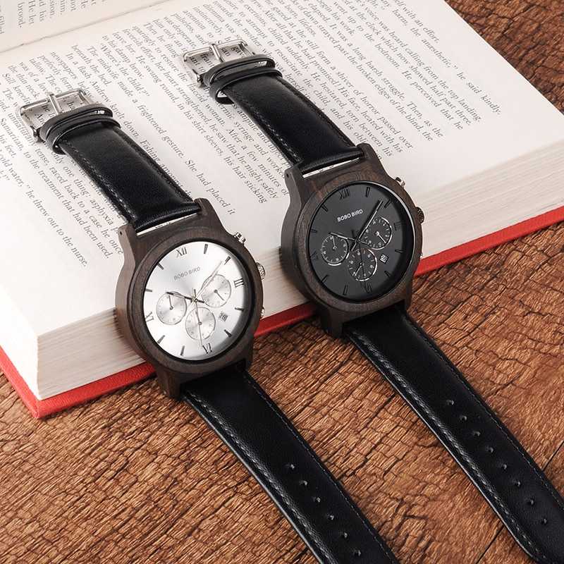 Jam Tangan Kayu Pria Leather Strap BOBO BIRD - WP28