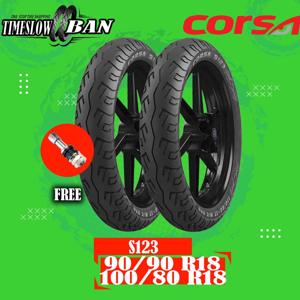 Sepasang Ban Motor Moped (Motor Bebek) // CORSA S123  90/90 - 100/80 Ring 18 Tubeless