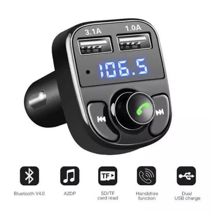 CHARGER MOBIL CAR CHARGER CASAN MOBIL USB BLUETOOTH CAS MOBIL 2 PORT TRANSMITTER ADAPTER MP3 JS133