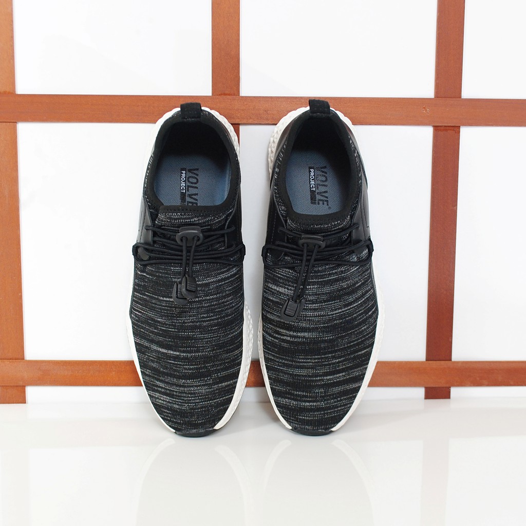 Stride Black | Sepatu Sneakers Lari Knit Knitted Premium Rajut Original Ori Footwear | FORIND Volve