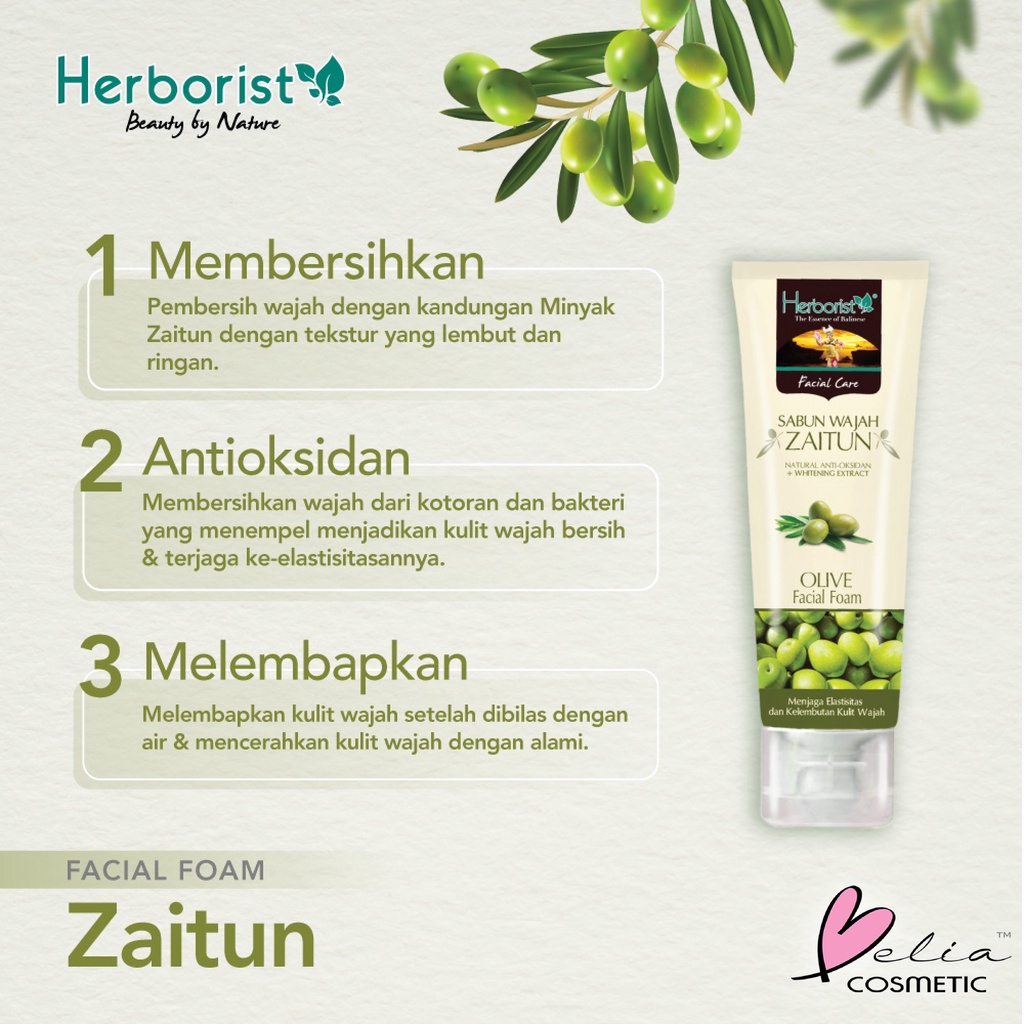 ❤ BELIA ❤ HERBORIST Facial Wash | HERBORIST Facial Gel | Herborist Sabun Wajah | Pembersih Wajah | OLIVE ZAITUN | TEA TREE | ROSE | ALOE VERA | BPOM