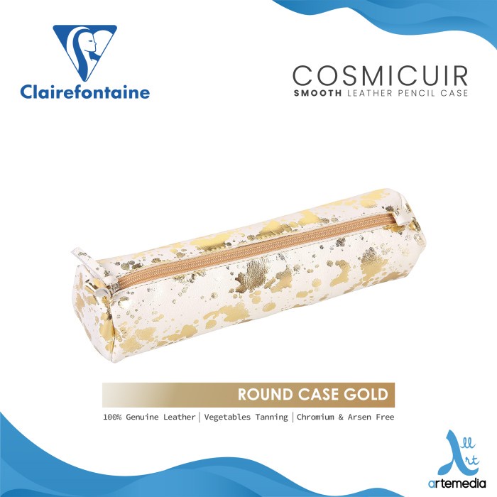 

[GRATIS ONGKIR] Tempat Pensil Clairefontaine Cosmicuir Round Smooth Leather Case - GOLD TERJAMIN