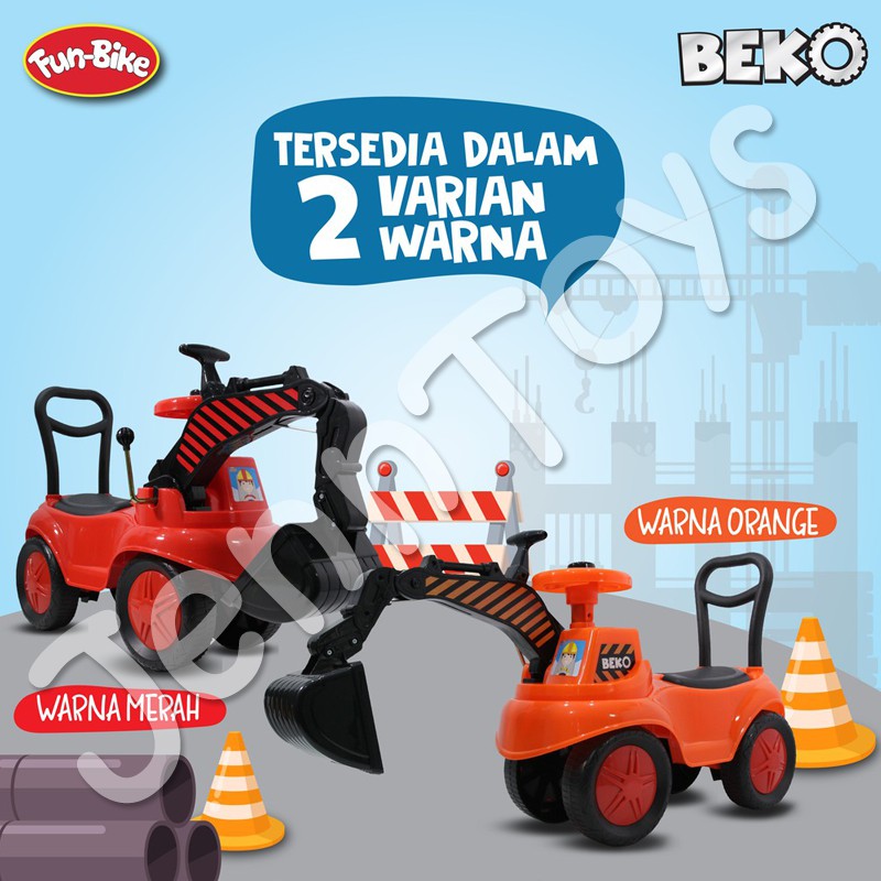 JennToys - Mainan anak tunggang mobil konstruksi truk keruk Fun Bike ride on vehicle backhoe - BEKO