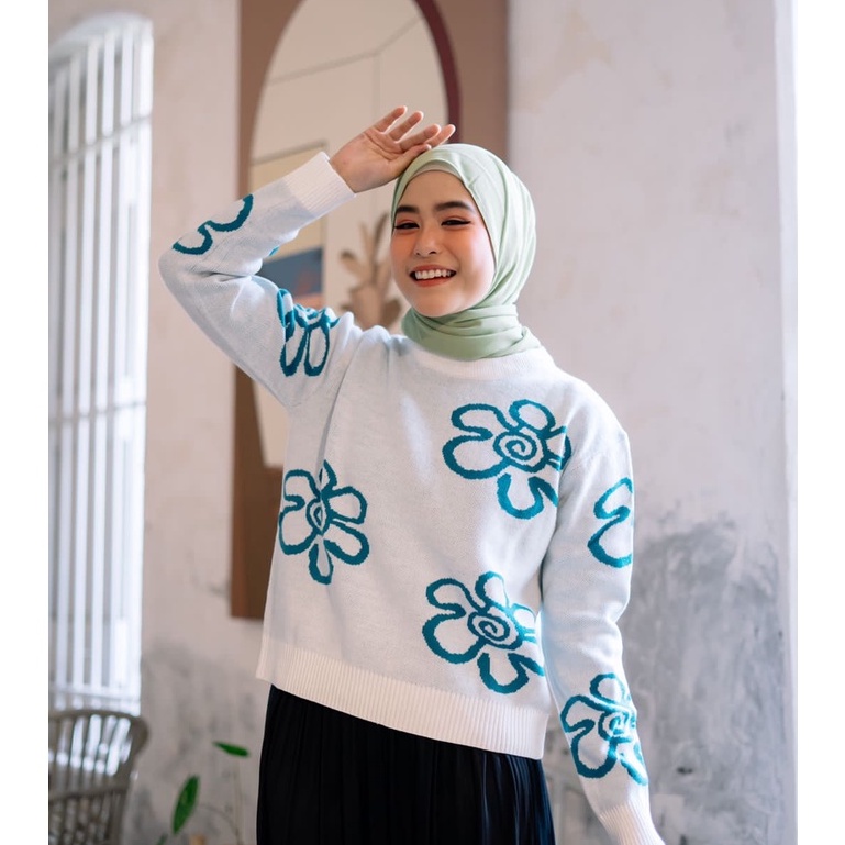 FLOWER SWEATER - SWEATER RAJUT - SWEATER MURAH BANDUNG - RAJUT MURAH