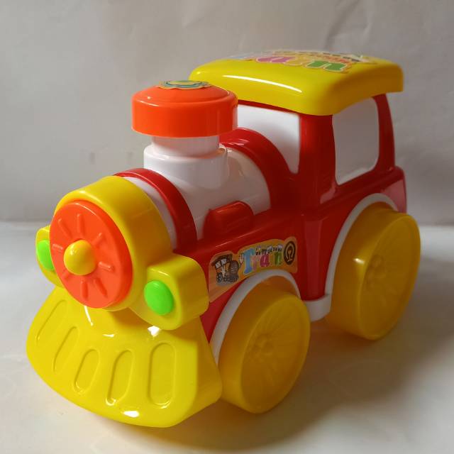 LT 68 cartoon train tarik LED / mainan kereta api tarik ada lampunya