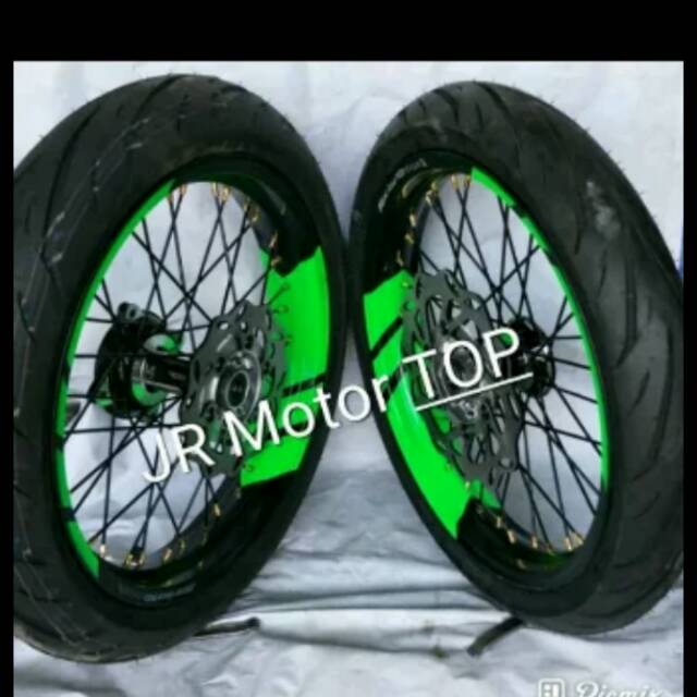 Sepaket Velg Supermoto Klx 150 D tracker 150 Full Set Ama Ban