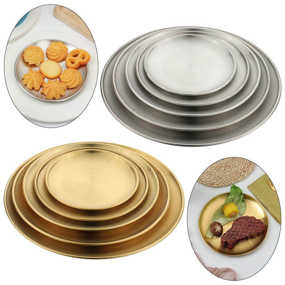 Suyo Piring Makan Bahan Metal Warna Gold / Silver