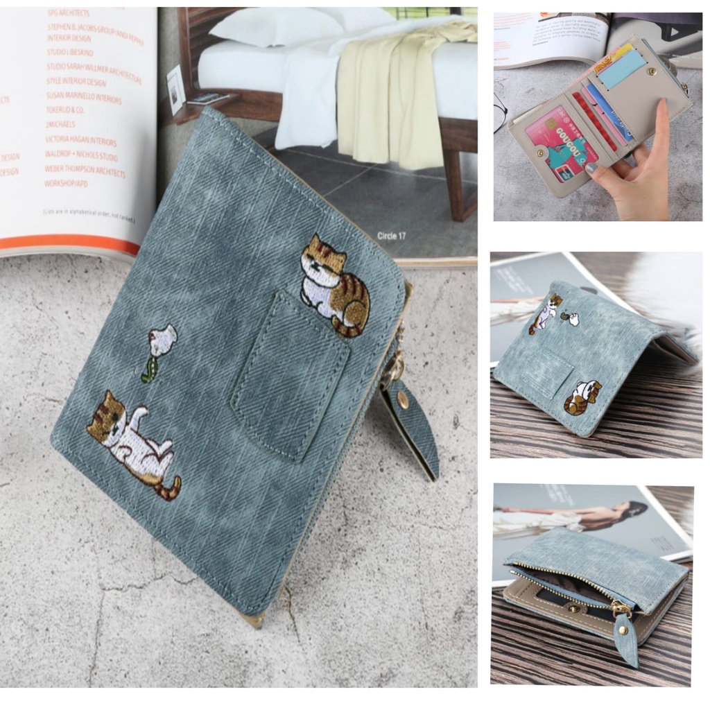 Dompet Wanita Cewek wallet Karakter Kucing Cute Lucu Unik Impor J170