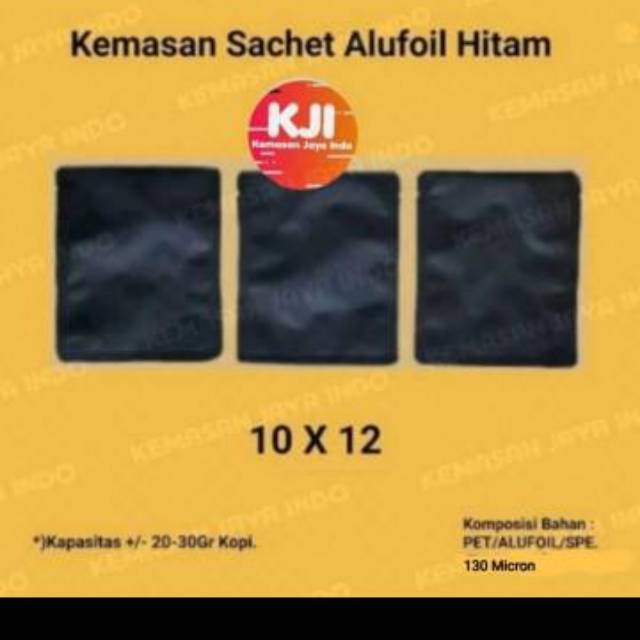 Kemasan Sachet Hitam Alufoil 10 x 12. Kemasan kopi. Sachet hitam. Kemasan teh bumbu