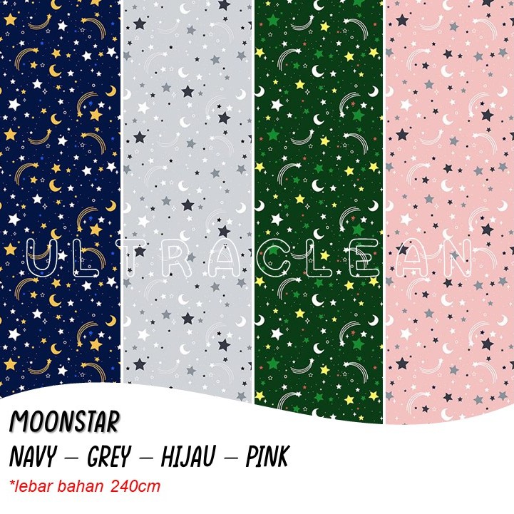 Bahan Kain Meteran Katun MICROTEX &quot;BULAN BINTANG MOONSTAR ANIMAL ROKET DINO KAKTUS&quot; (harga 1 meter)