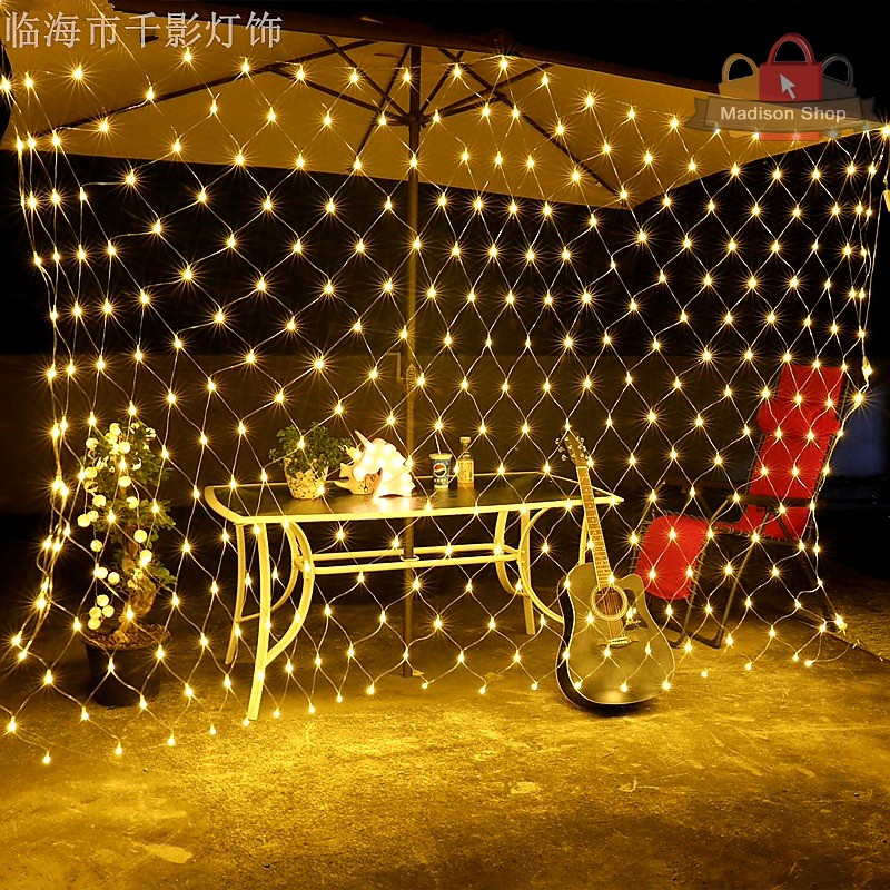 Lampu Jaring LED Warm White 3x2m Dekorasi Natal LED Tirai Lampu Malam