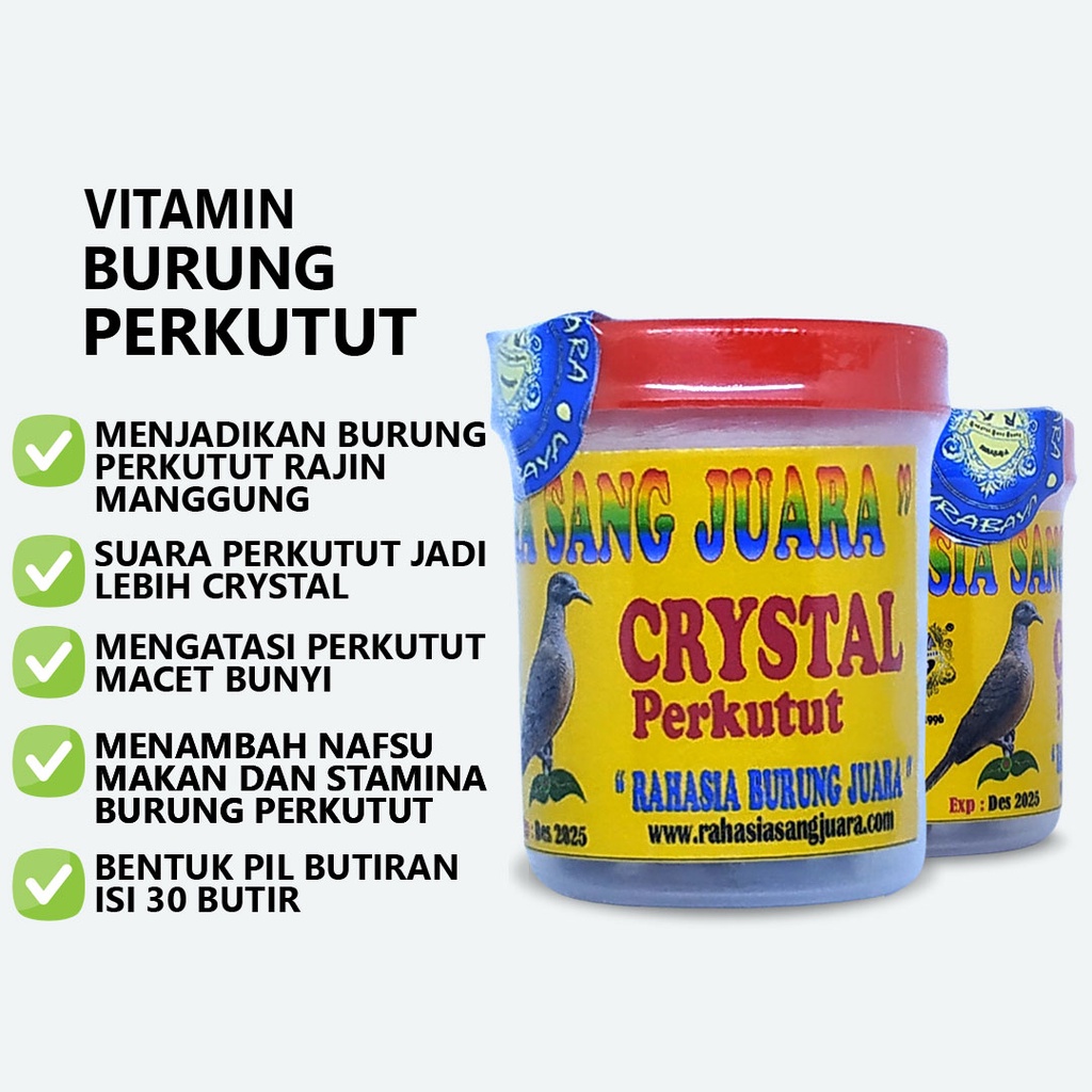 CRYSTAL PERKUTUT [PIL] | JAMU PIL VITAMIN PERKUTUT GACOR MANGGUNG BUAT LOMBA MAUPUN RUMAHAN