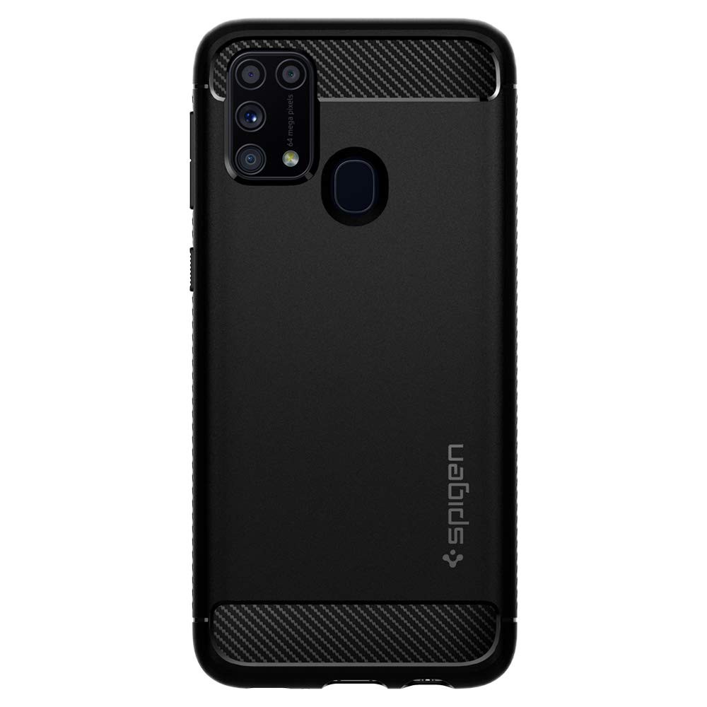 Case Samsung Galaxy M31 Spigen Rugged Armor Carbon Casing Softcase