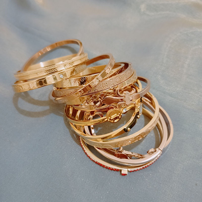 （COD)gelang bangle wanita cewek fashion baja titanium rose gold tidak luntur bagus import promo