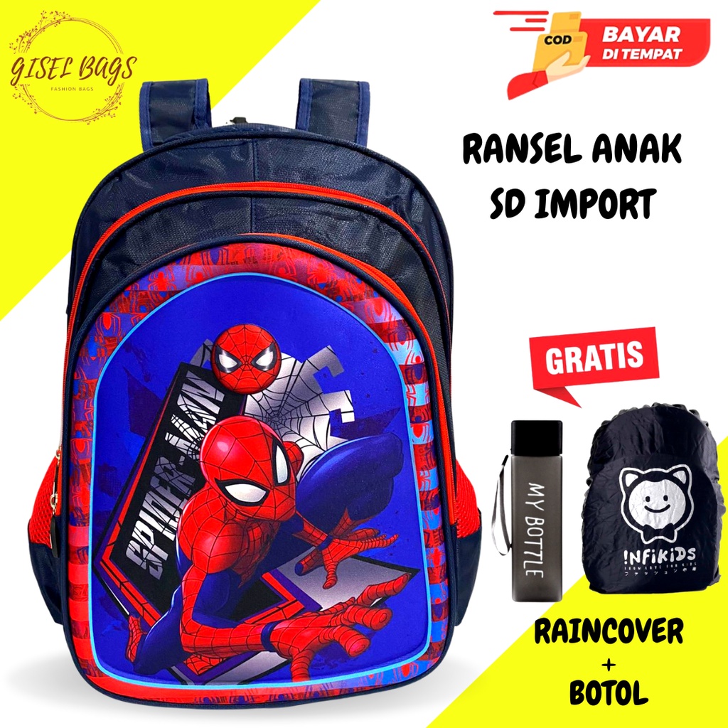 GB tas anak cowok sekolah sd import gambar karakter superhero terbaru