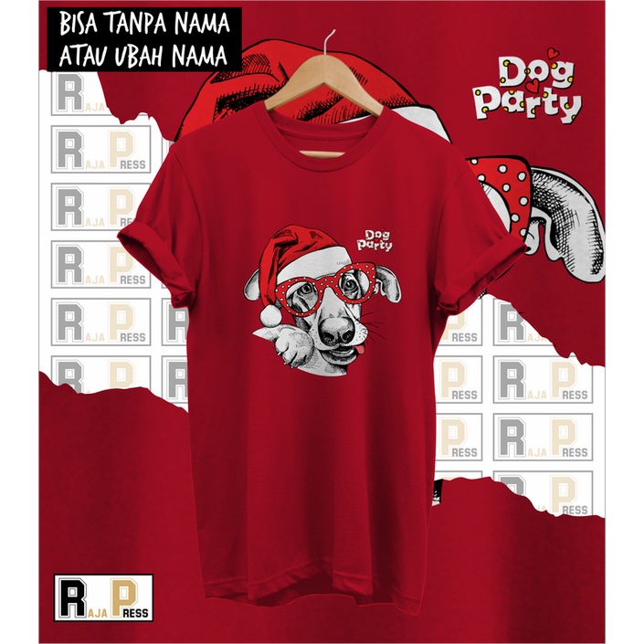 KAOS NATAL BAJU NATAL ANJING KACAMATA BERGAYA COMBED 30S MERRY KKATUN CHRISTMAS