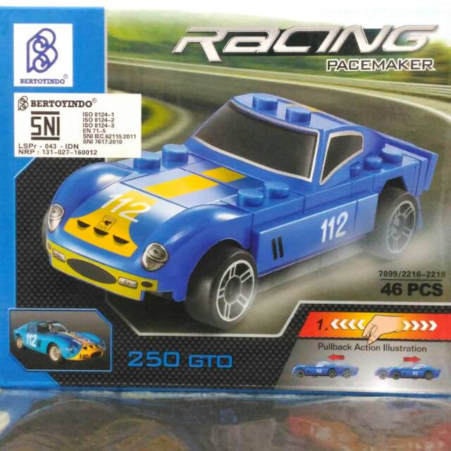 Mainan Lego Mobil Racing Pacemaker Bertoyindo Pulback Action / Jalan Otomatis