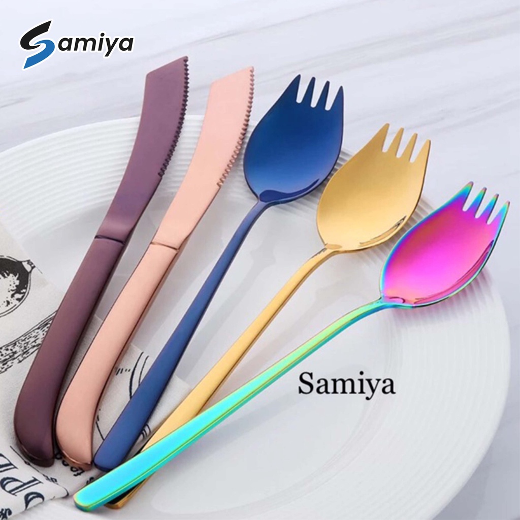 Sendok garpu pisau korea / salad spoon knife / western steak cutlery set / sendok pizza spaghetti