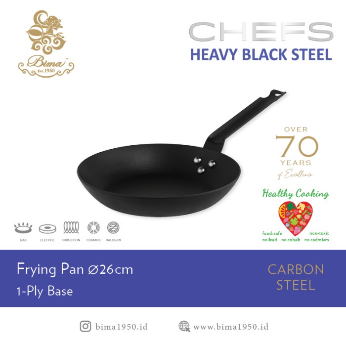 Bima Chefs Carbon Steel Frying Pan 26cm