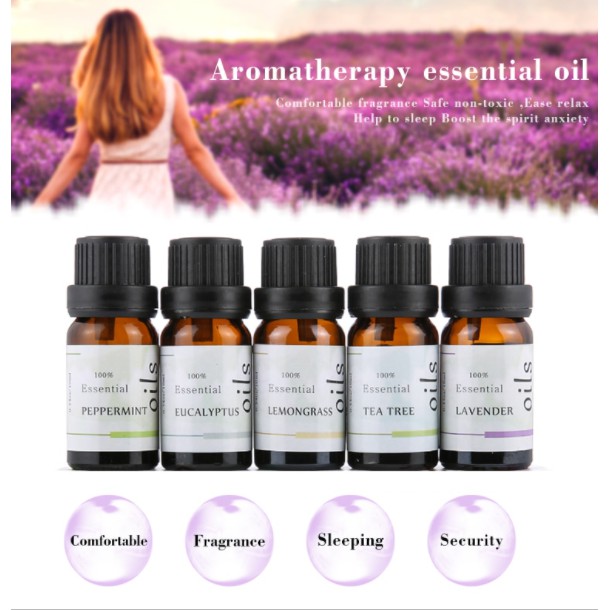 Firstsun Set Pure Essential Fragrance Oils Minyak Aromatherapy Diffusers 10ml 5PCS - RH-05