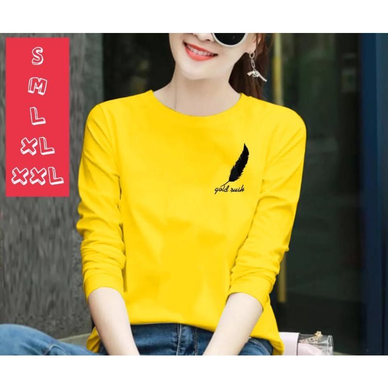 Baju Lengan panjang wanita gold rush kaos distro keren trendy dan kekinian / kaos terlaris