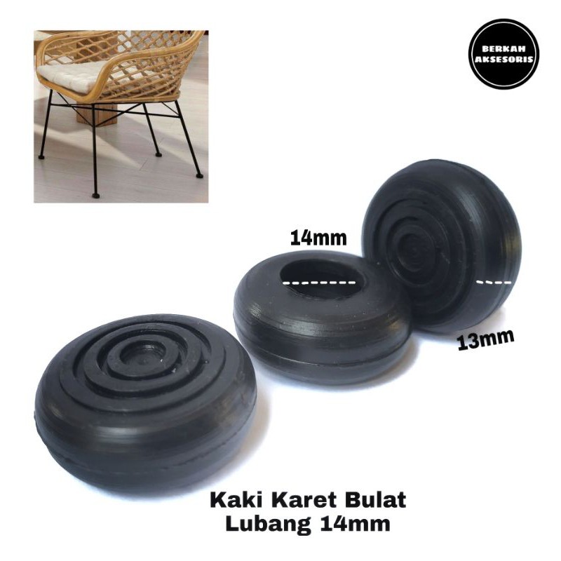 Kaki Karet Bulat untuk Alas Meja dan Kursi 14mm