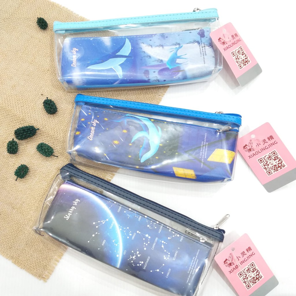 

TEMPAT PENSIL // KOTAK PENSIL 1 RESLETING BD-765 XIAOLINGJING TRANSPARAN + ANAK STARRY SKY COLOR MIX