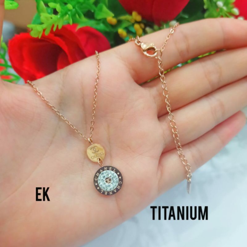 *COD* Kalung Wanita TITANIUM permata zircon motif brand, TIDAK LUNTUR, TIDAK BERKARAT