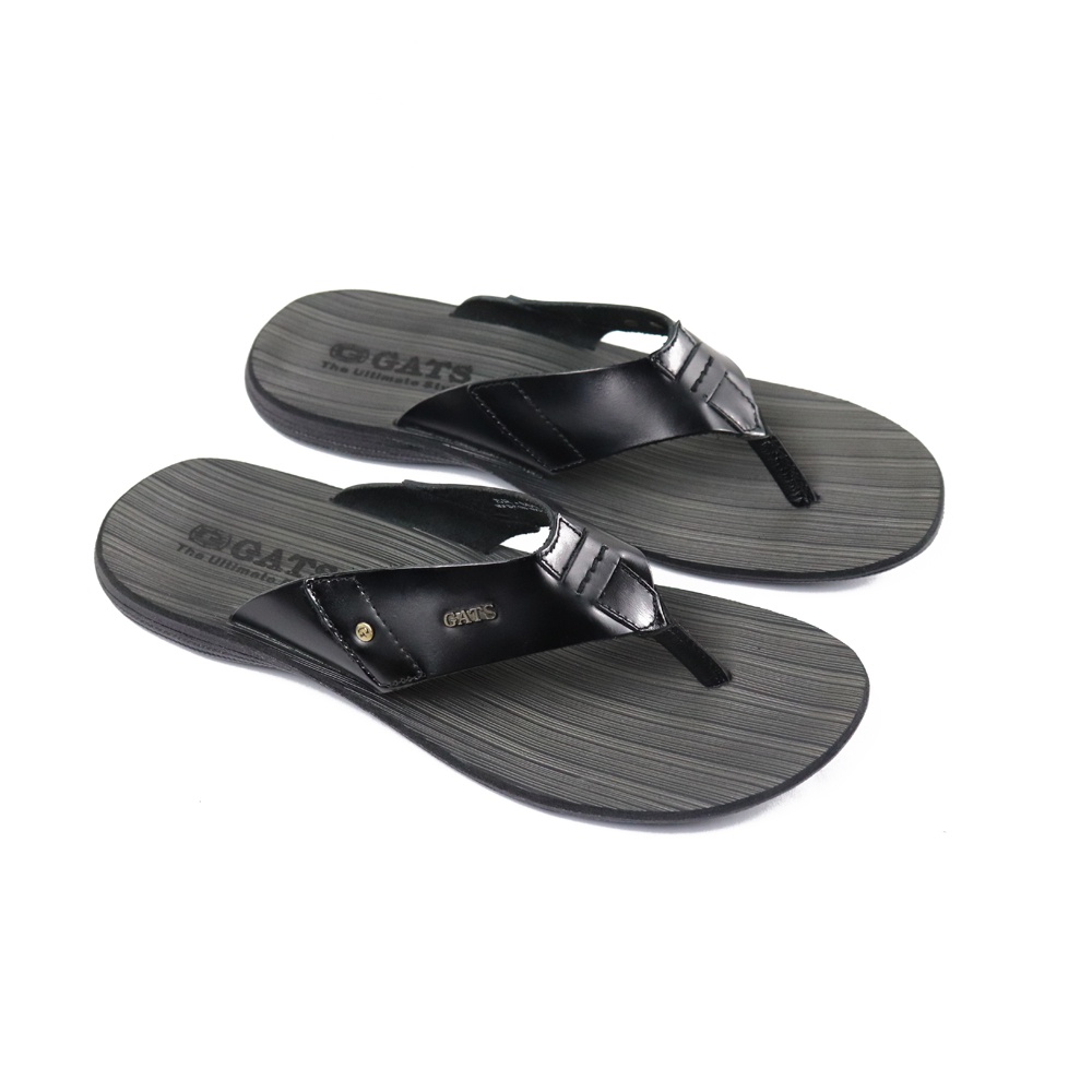 Sandal Pria Jepit Casual GATS  SR005 Hitam Slide Jepit Kulit Asli Model Terbaru  Tidak Licin