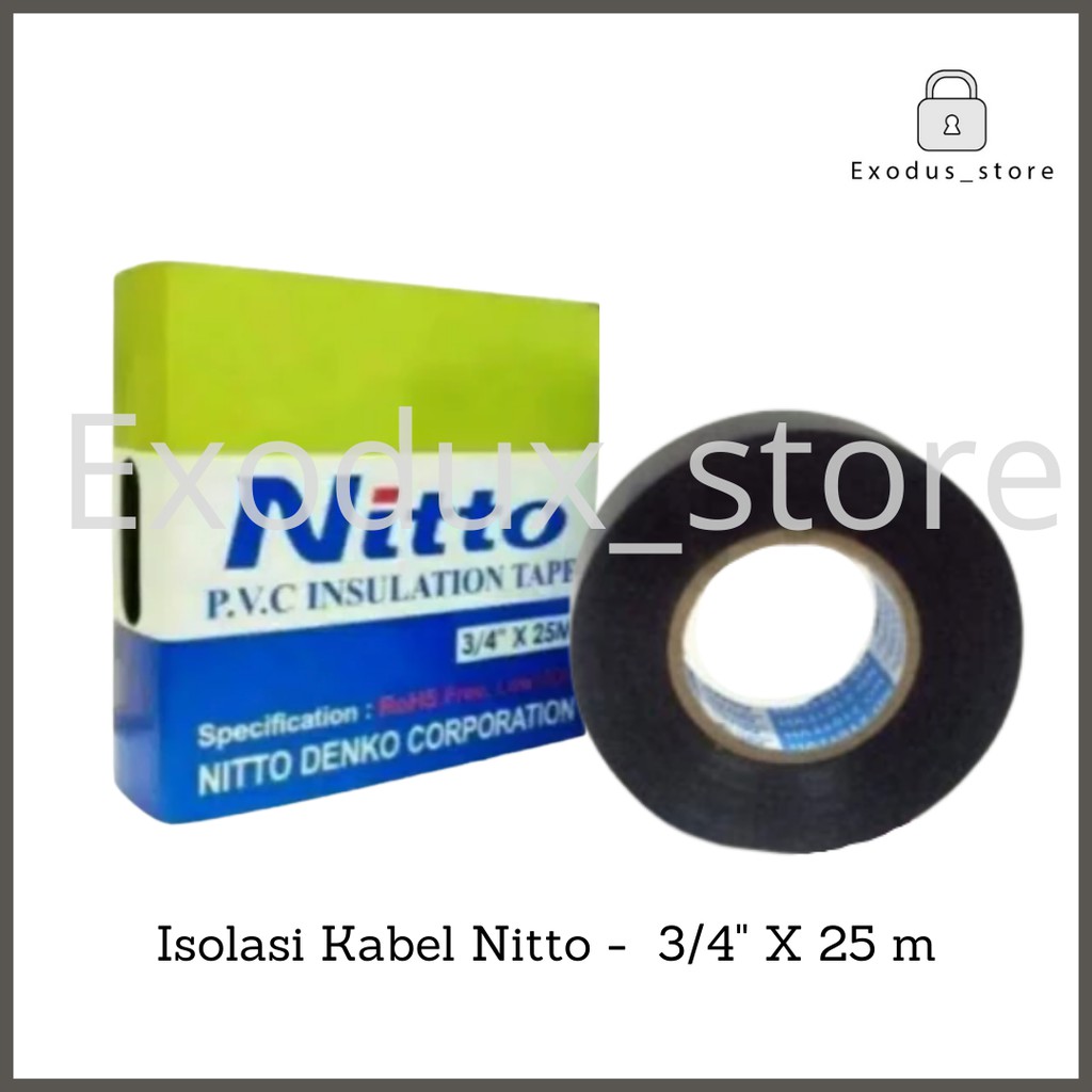 

Electric tape Nitto isolasi selotip kabel listrik hitam 3/4" X 25 m