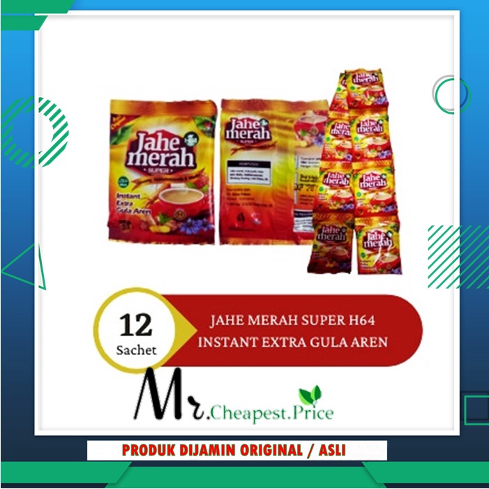 

Jahe Merah Super plus ginseng habbat madu Jahe Merah Instan extra Gula Aren H64 1 Renceng Isi 12 Sachet