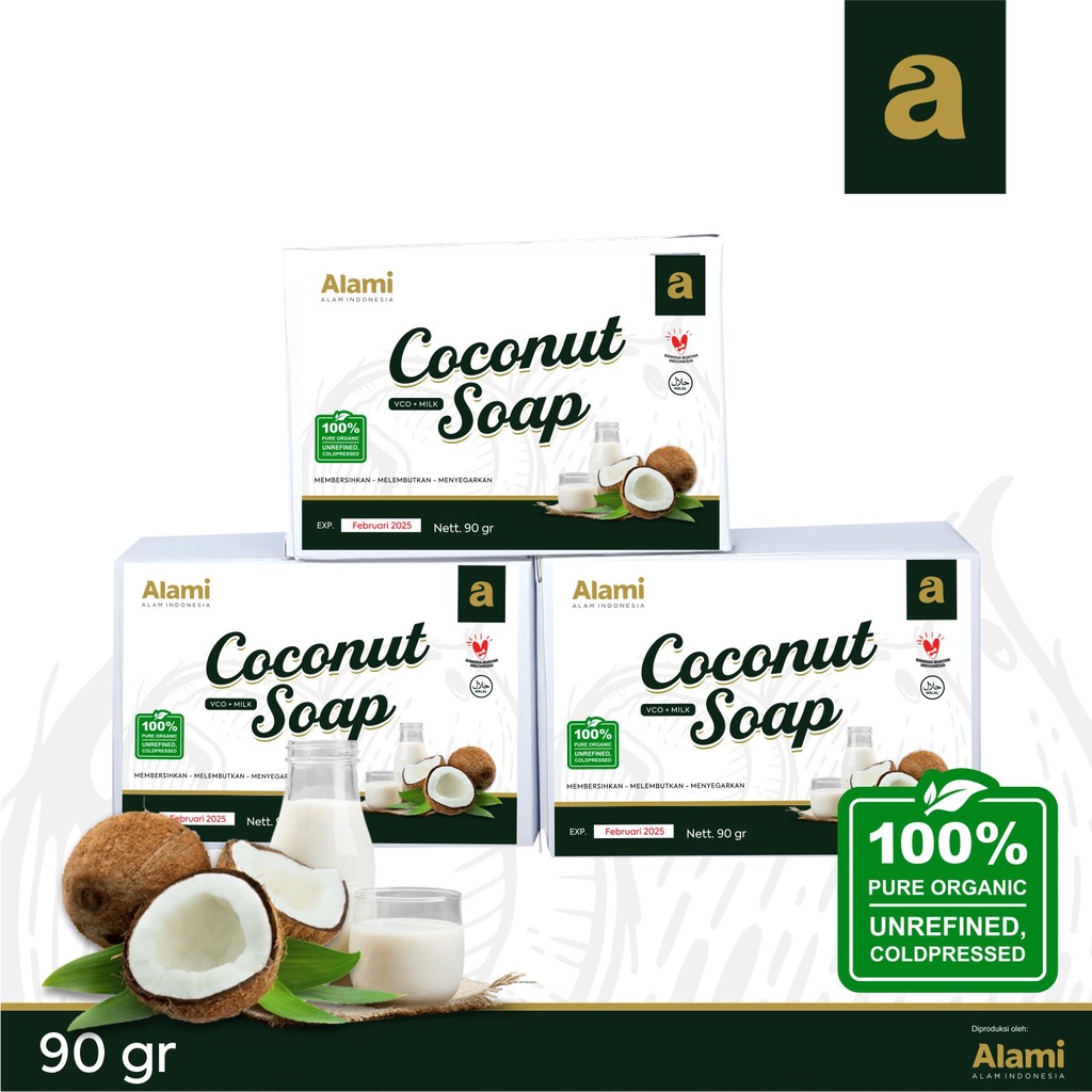 VCO SOAP 90 gr Sabun vco Organic Plus Susu Sapi | ALAMI Alam Indonesia