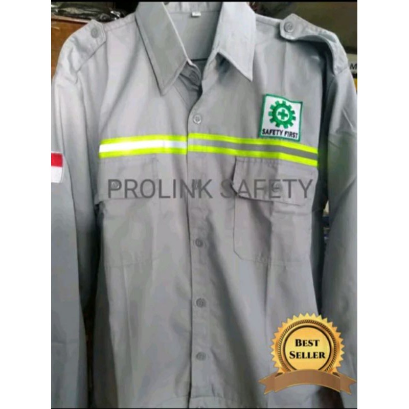 SERAGAM BAJU SAFETY CREM ABU ABU SCOTLIGHT HIJAU