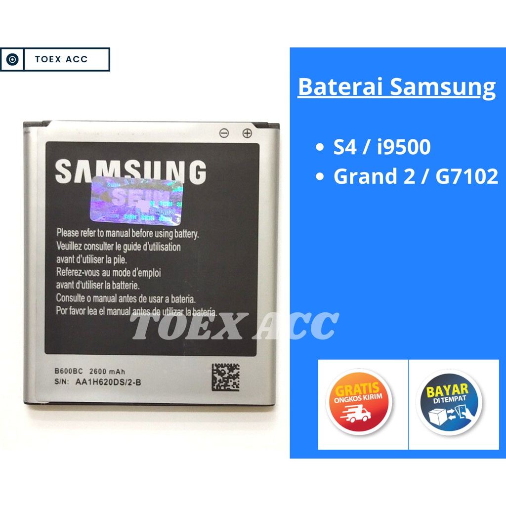 Baterai Samsung S4 i9500 / Grand 2 G7102 - Battery Batre Batrai