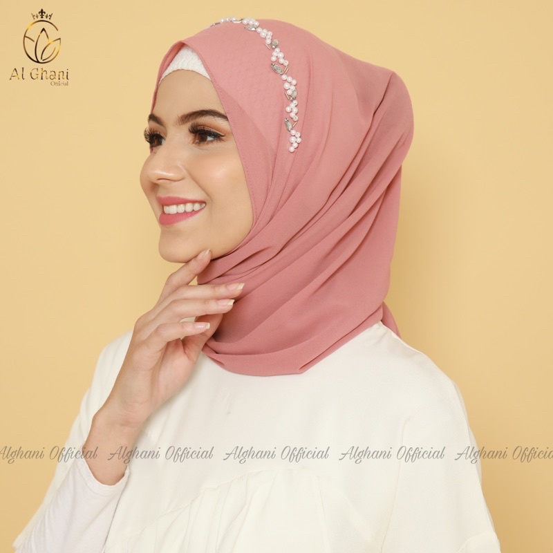 ALGHANI - PASHMINA CERUTY BABYDOLL BASIC SHAWL POLOS PAYET SWAROVSKI 180x75