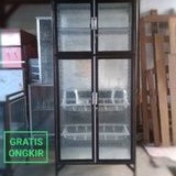 Rak piring 2pintu bentuk lemari  aluminium coklat