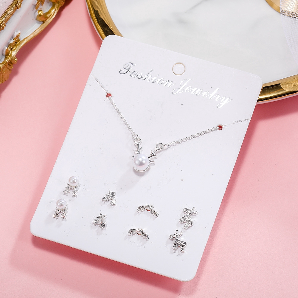 4 Pasang Anting Dan Kalung Gaya Korea Untuk Wanita