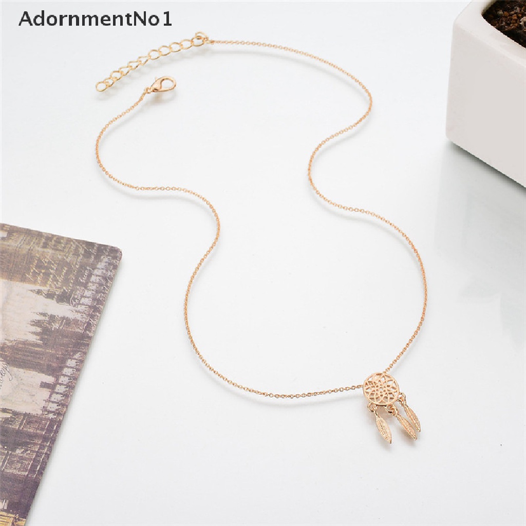 (AdornmentNo1) Kalung Rantai Panjang Liontin Dream Catcher Gaya Retro Warna Gold / Silver Untuk Wanita