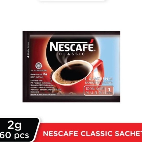 

NESCAFE Classic Kopi Instan Kopi Hitam 2g Sachet x 60pcs