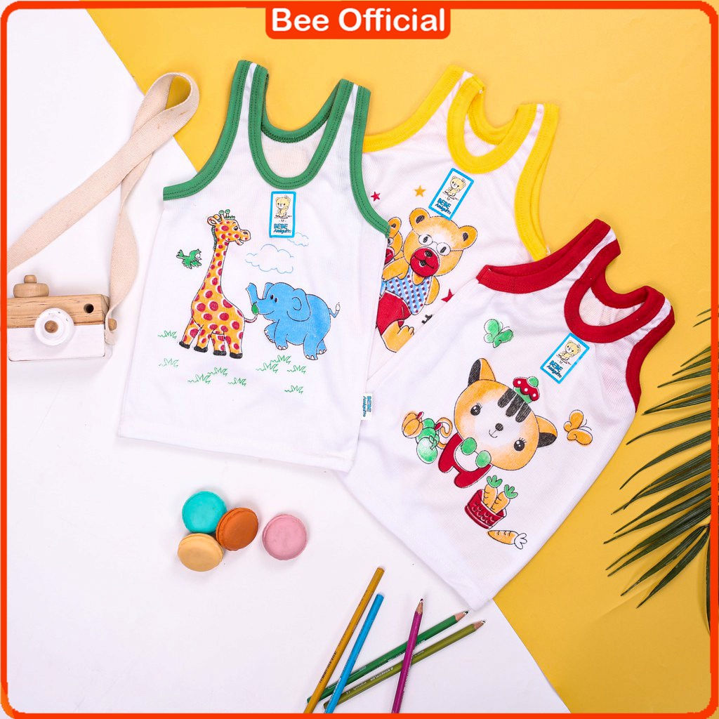 BEE - Kaos Dalam BEBE - Singlet Anak Laki Laki / Perempuan - Warna Putih List Warna - Bergambar