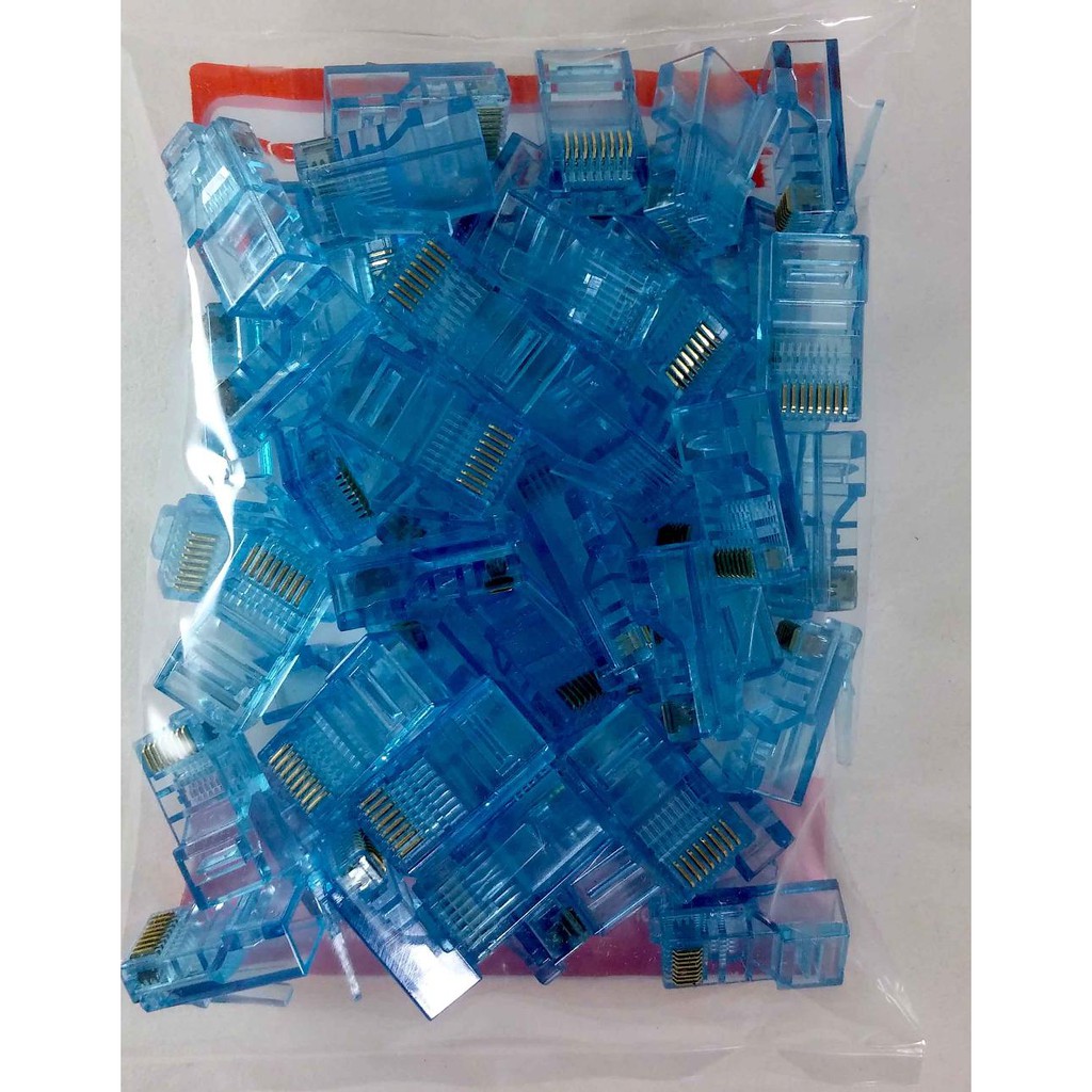 Konektor RJ45 CAT 5e salut emas 3 gigi Telebit connector RJ 45 HARGA SATUAN