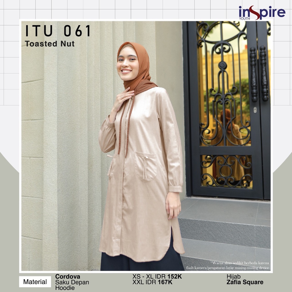 Inspire ITU 061 Tunik Wanita Bahan Cordova Atasan Dengan Variasi Hoodie Kekinian