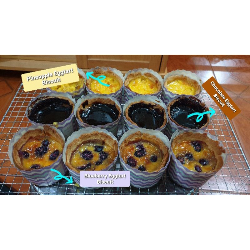 

Blueberry Eggtart Biscuit, Pineapple Eggtart Biscuit, Chocolate Eggtart Biscuit