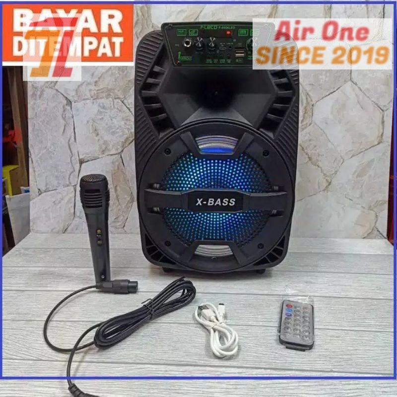 AirOne COD Speaker Bluetooth Karaoke Fleco F 8606 8.5 Inch Bonus Mic Kabel/Salon Aktif X Bass/Speake